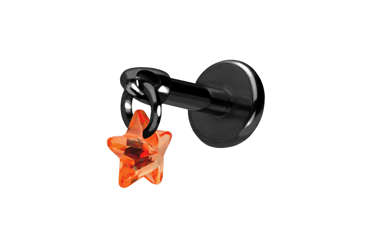Titan Labret Piercing mit Push Fit KRISTALLSTERN